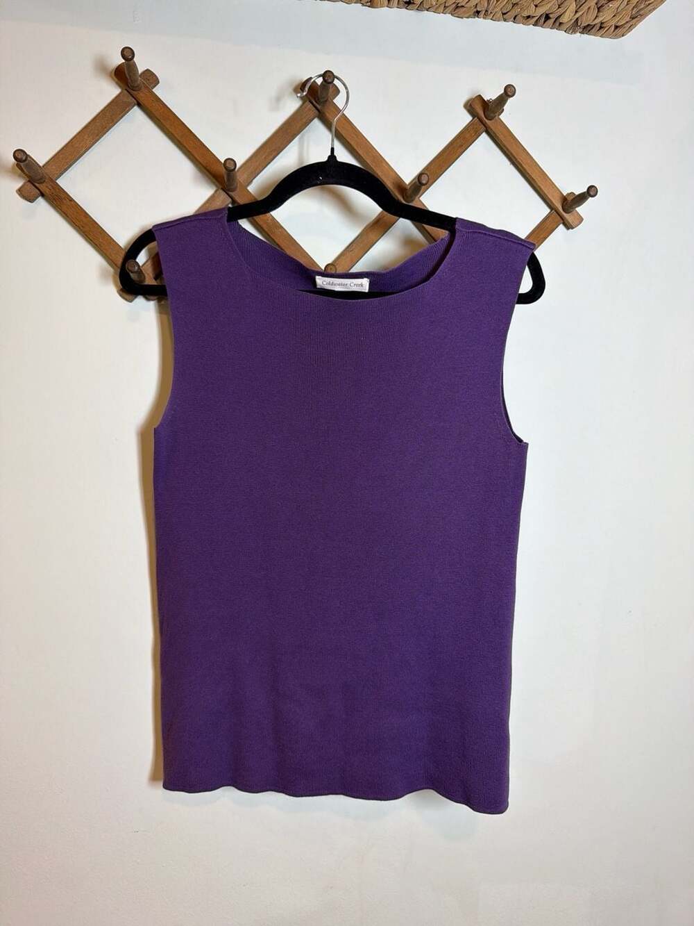 Coldwater Creek Purple Silk Cotton Blend Sleeveless Knit Shell Tank Top Size M (